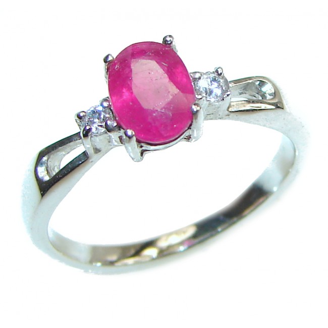 Genuine 0.8 ctw Kashmir Ruby .925 Sterling Silver handcrafted Statement Ring size 7