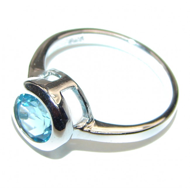 Melissa Genuine Swiss Blue Topaz .925 Sterling Silver handcrafted Statement Ring size 6 1/4