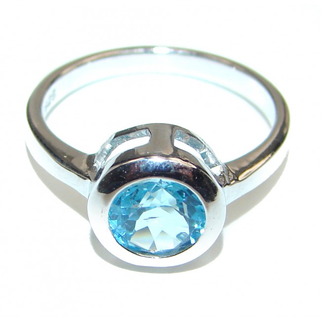 Melissa Genuine Swiss Blue Topaz .925 Sterling Silver handcrafted Statement Ring size 6 1/4