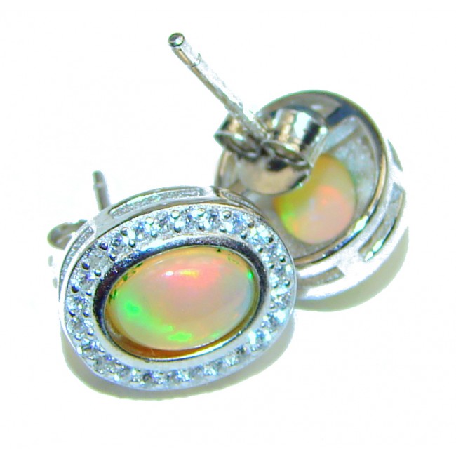 Dazzling natural Precious Ethiopian Fire Opal .925 handcrafted earrings