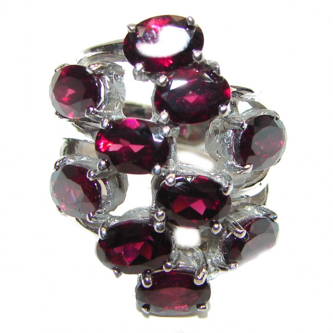 Dazzling natural Red Garnet & .925 Sterling Silver handcrafted ring size 7
