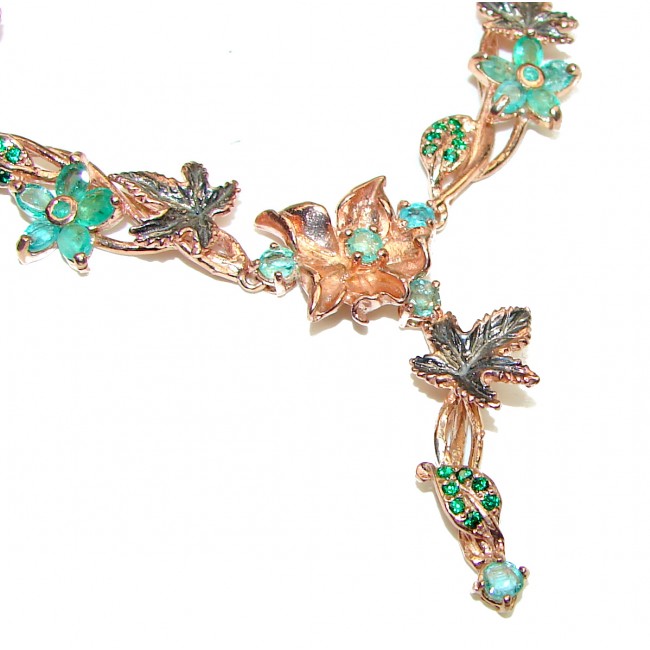 Stella Vintage look authentic Emerald rose Gold over .925 Sterling Silver handcrafted necklace