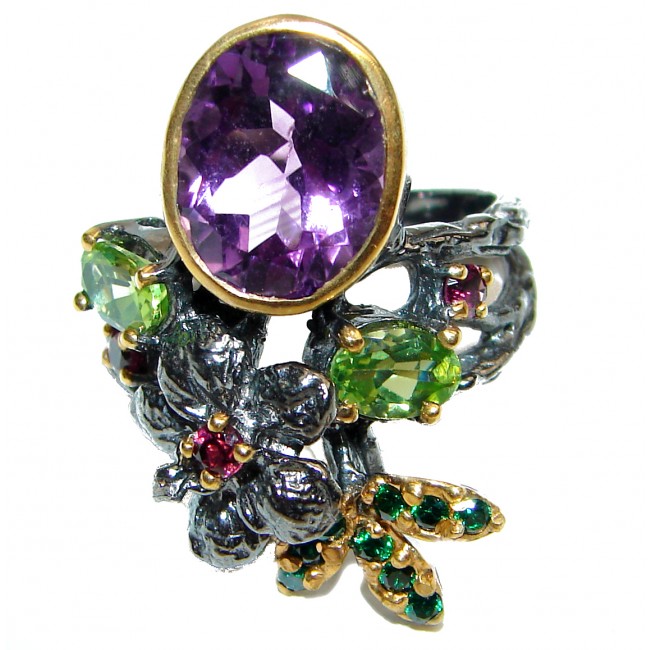 24ctw Purple Perfection Amethyst Black Rhodium over .925 Sterling Silver Ring size 8