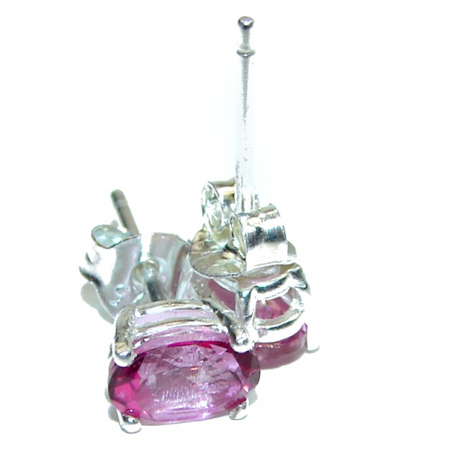 Precious Beauty Pink Sapphire .925 Sterling Silver entirely handmade earrings