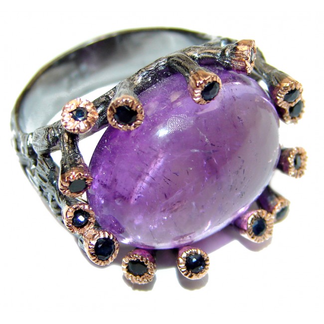 Purple Perfection Amethyst black rhodium over .925 Sterling Silver Ring size 8 1/2
