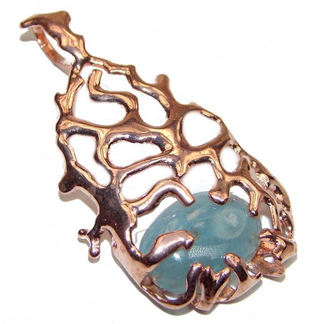 Ocean Reef Genuine 15 ct Aquamarine Rose Gold over .925 Sterling Silver handmade Pendant