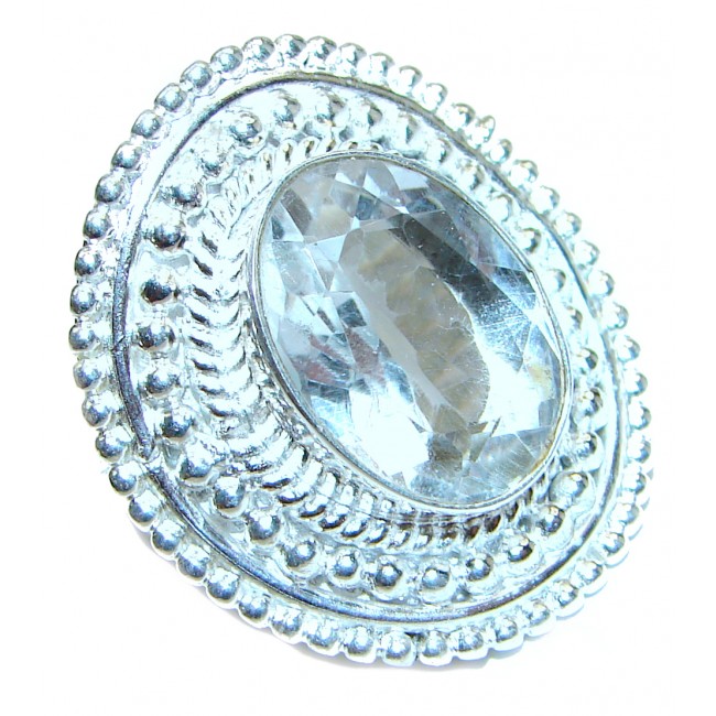 Fancy White Topaz .925 Sterling Silver handmade Ring s. 7