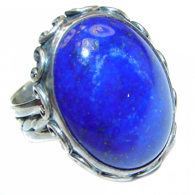 LARGE Natural Lapis Lazuli .925 Sterling Silver handcrafted ring size 5