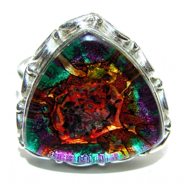 Dichroic Glass .925 Sterling Silver handcrafted Ring s. 11 1/2