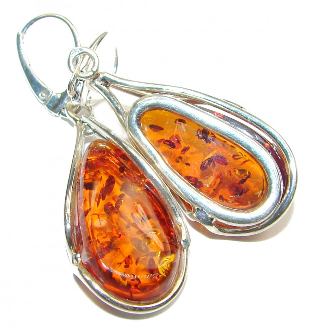 Wonderful Amber .925 Sterling Silver entirely handcrafted chunky earrings