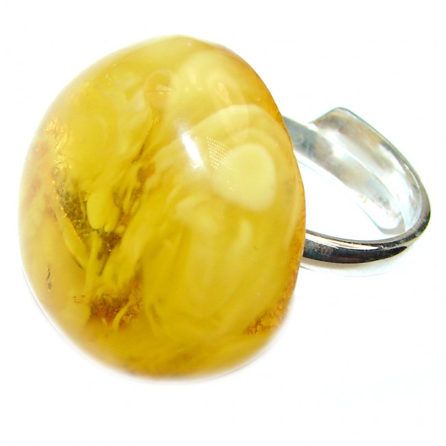 Earth Empress Butterscotch Baltic Amber .925 Sterling Silver handmade Ring size 8 adjustable