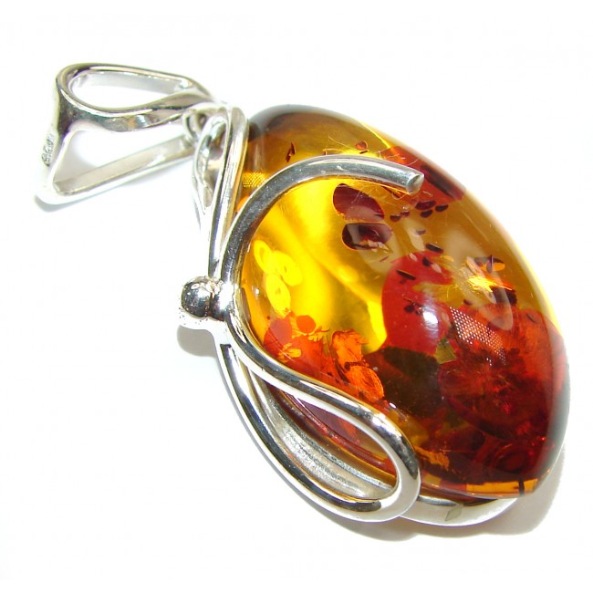 Beauty Without End Honey Baltic Amber .925 Sterling Silver handmade Pendant