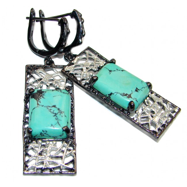 Bohemian Style Genuine Turquoise .925 Sterling Silver handcrafted Earrings