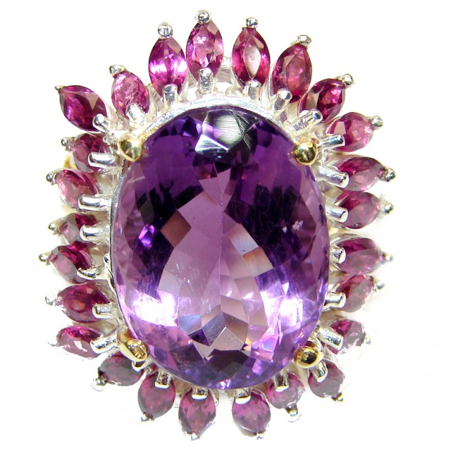 Oval cut Lrage Amethyst .925 Sterling Silver brilliantly handcrafted ring s. 7 3/4