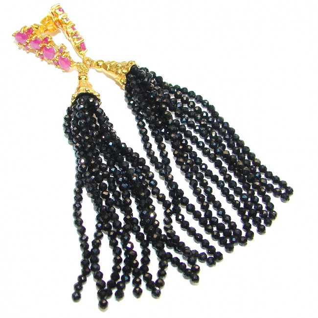Simple Elegance Black Spinel & Ruby .925 Sterling Silver earrings