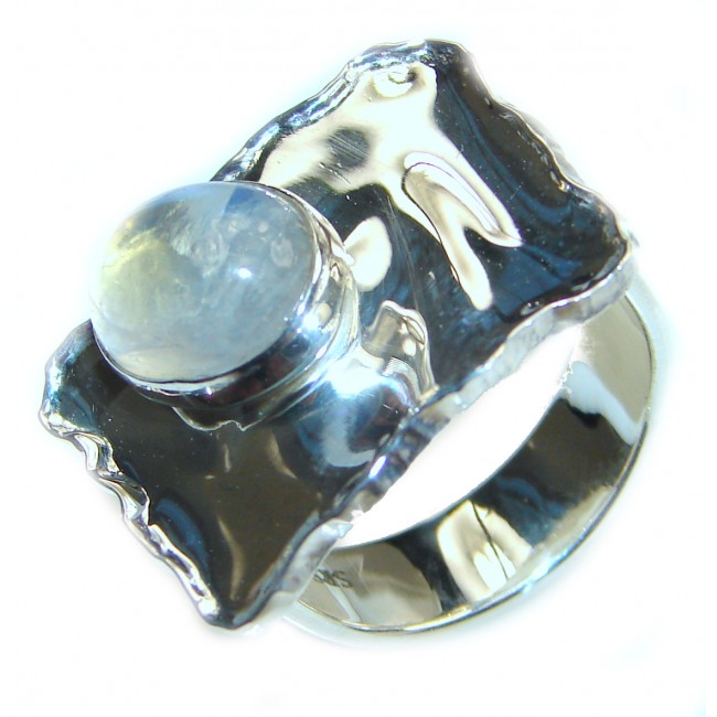 Fire Moonstone .925 Sterling Silver handmade Ring size 6 1/2