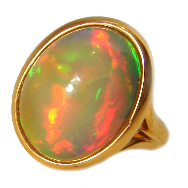 One-of-a-kind 27ct Ethiopian Opal 18k yellow Gold over .925 Sterling Silver handcrafted ring size 7 1/2
