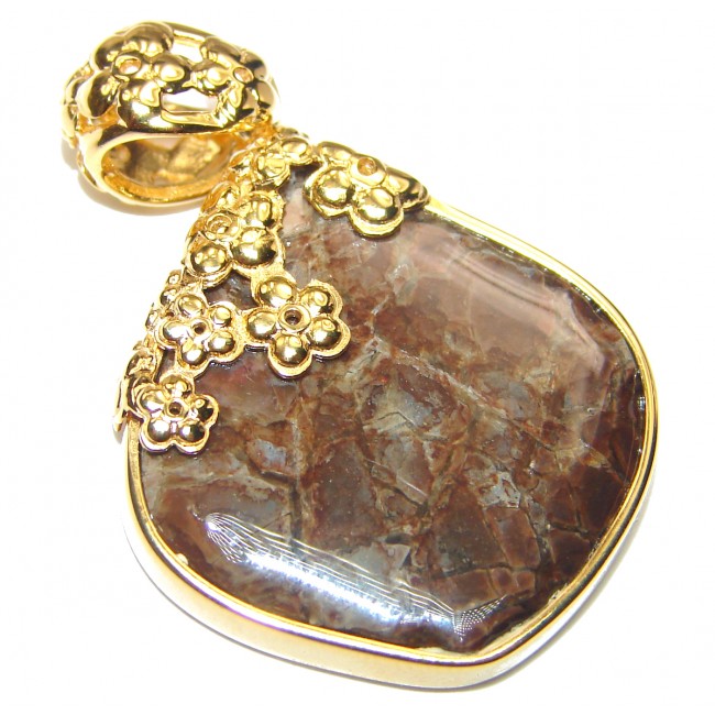 One of the kind genuine Koroit Opal 18K Gold over .925 hammered Sterling Silver Pendant