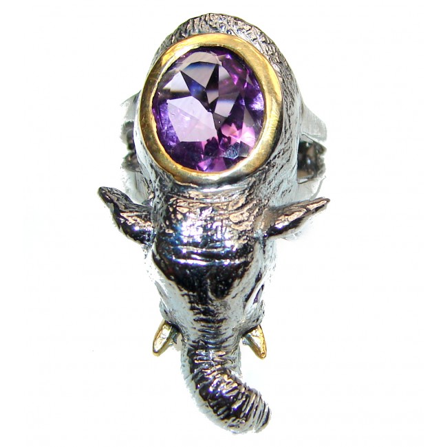 Elephant 24ctw Purple Perfection Amethyst 18K Rose Gold over .925 Sterling Silver Ring size 6 1/2