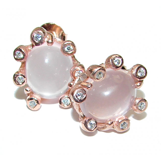 Huge Exclusive genuine Rose Quartz .925 Sterling Silver handcrafted earrings