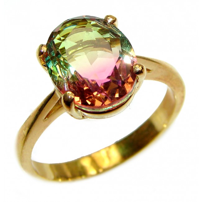 Top Quality Tourmaline 18K Gold over .925 Sterling Silver handcrafted Ring s. 8