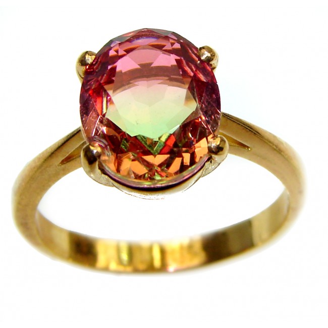 Top Quality Tourmaline 18K Gold over .925 Sterling Silver handcrafted Ring s. 8