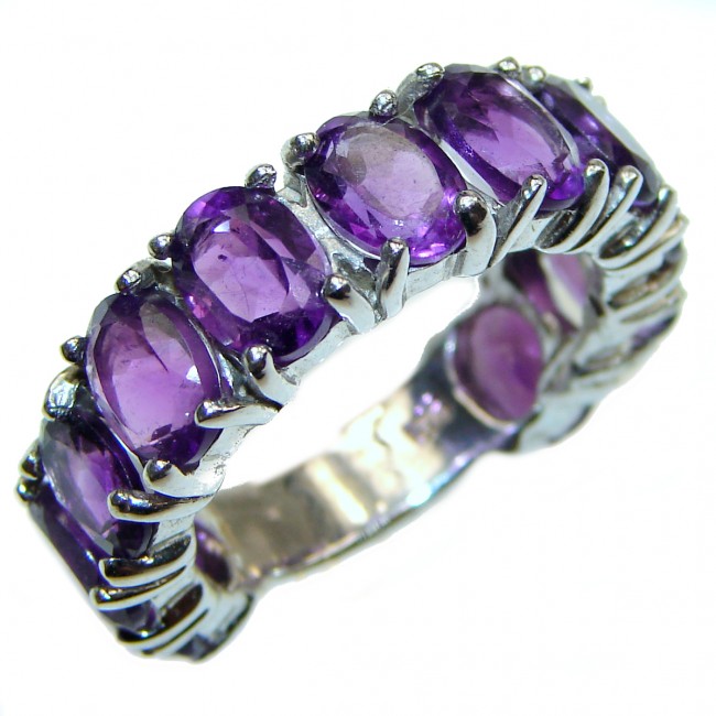 Fabulous natural Amethyst & .925 Sterling Silver handcrafted ring size 9