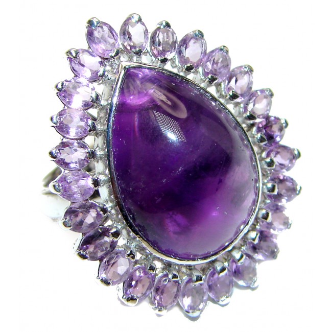 Fabulous natural Amethyst & .925 Sterling Silver handcrafted ring size 9