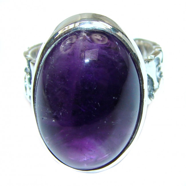 Authentic 35ctw Amethyst .925 Sterling Silver brilliantly handcrafted ring s. 5 1/4