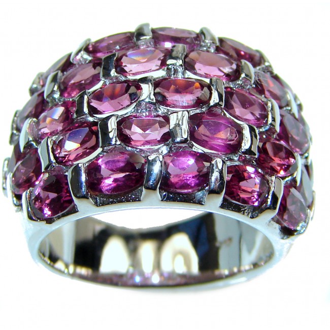Dazzling natural Red Garnet & .925 Sterling Silver handcrafted ring size 8 1/2