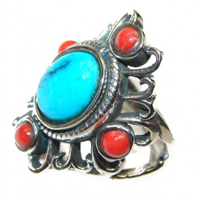 Great quality Blue Turquoise .925 Sterling Silver handcrafted Ring size 7