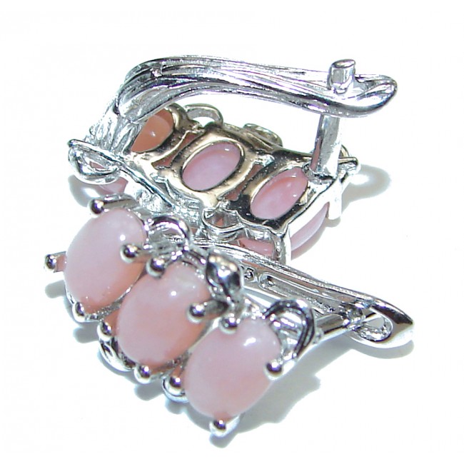 Pink Opal .925 Sterling Silver entirely handmade earrings