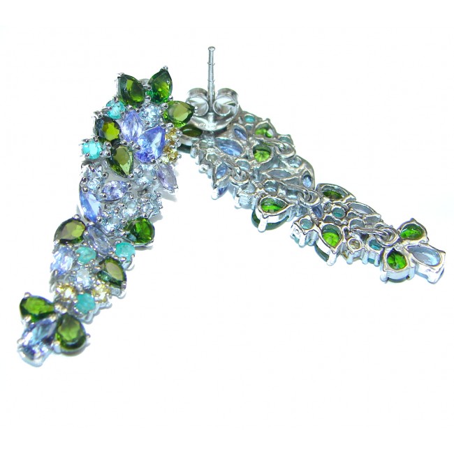Fabulous Chrome Diopside .925 Sterling Silver handcrafted stud BIG earrings