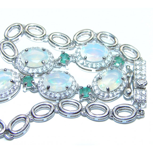 Ethiopian Fire Opal Emerald .925 Sterling Silver handcrafted Bracelet