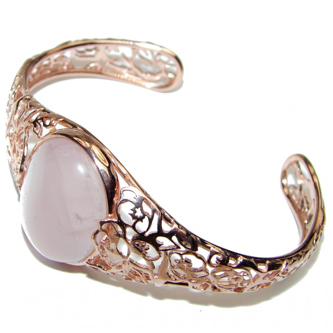 Incredible Genuine 28CTW Rose Quartz Rose quartz .925 Sterling Silver handcrafted Bracelet / Cuff