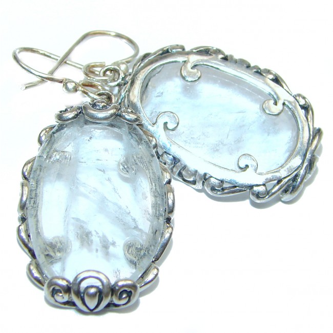Perfect genuine White Crystal .925 Sterling Silver handmade earrings