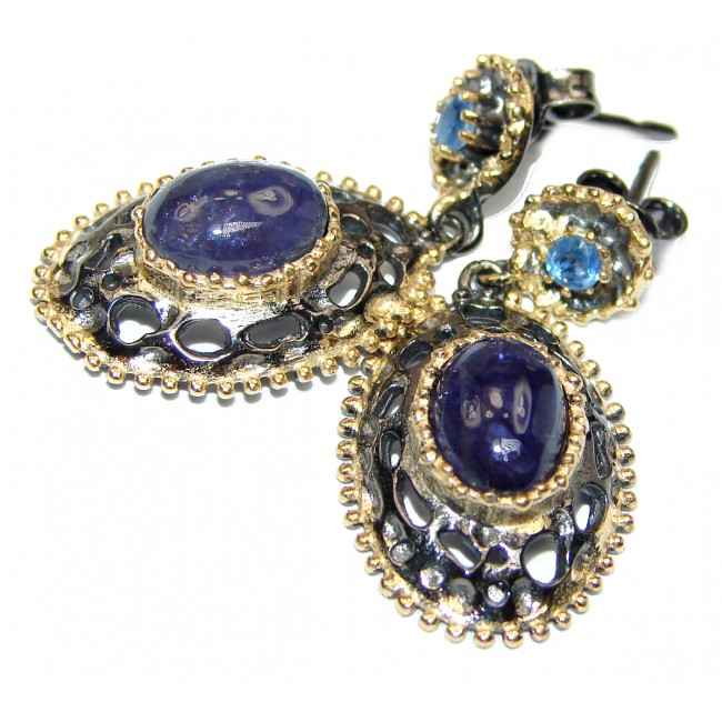 Vintage Style Tanzanite .925 Sterling Silver handmade earrings