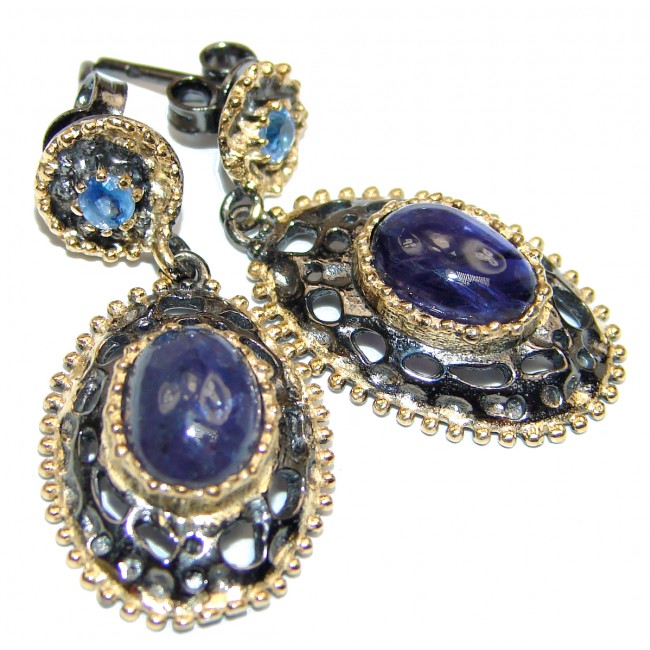 Vintage Style Tanzanite .925 Sterling Silver handmade earrings