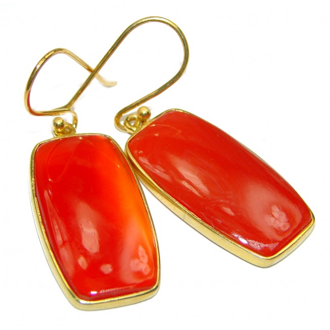 Sublime Orange Carnelian 14K Gold over .925 Sterling Silver handmade earrings