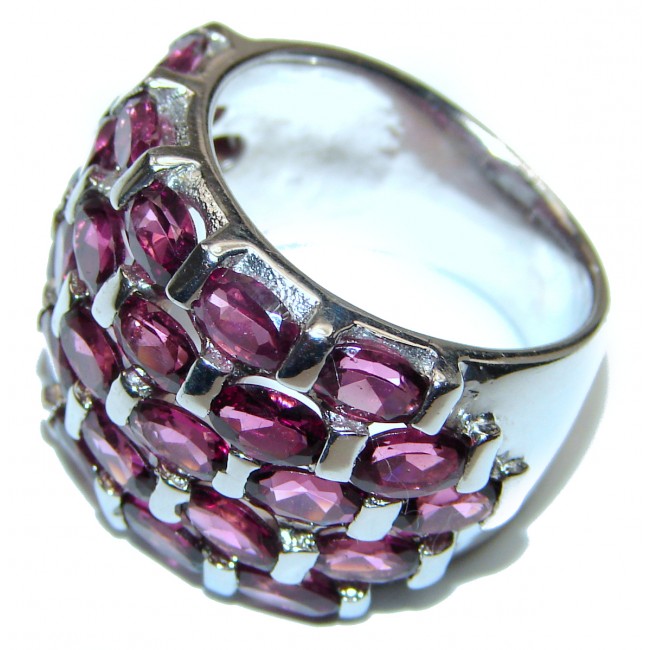 Dazzling natural Red Garnet & .925 Sterling Silver handcrafted ring size 7
