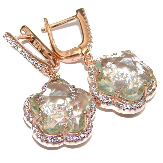 Exclusive Green Amethyst rose gold over .925 Sterling Silver Earrings