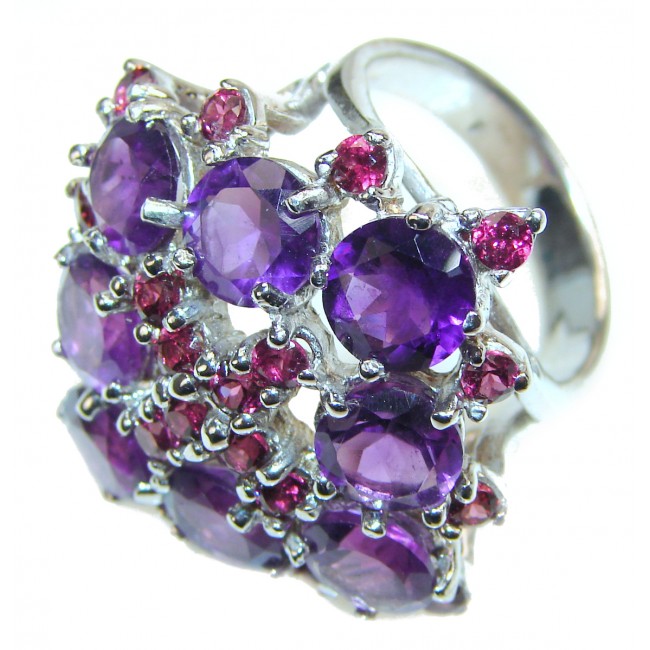 Huge Authentic Amethyst .925 Sterling Silver brilliantly handcrafted ring s. 8