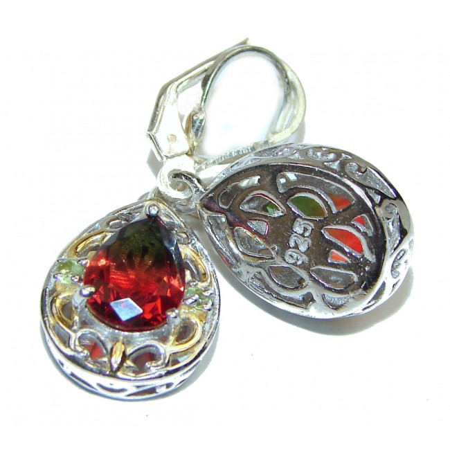 Precious Tourmaline .925 Sterling Silver entirely handmade earrings