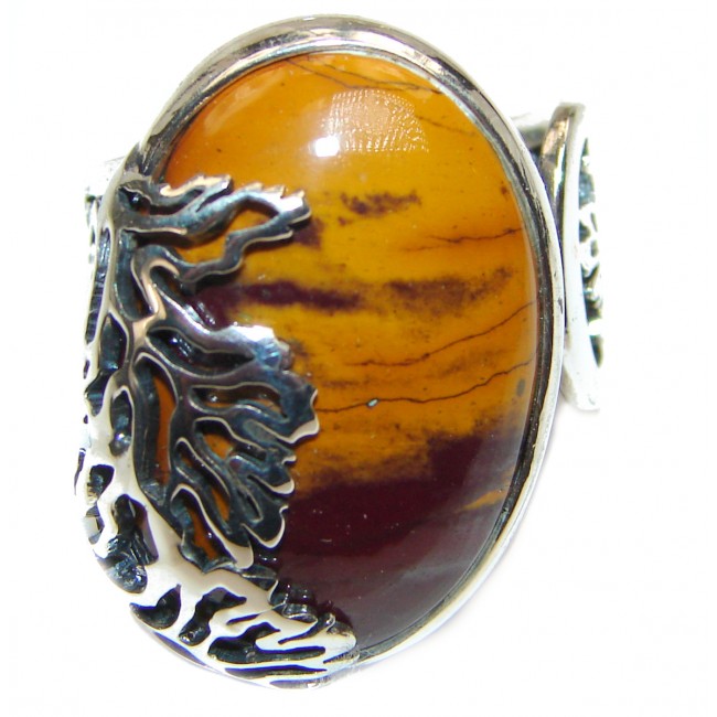 Flawless Australian Mookaite .925 Sterling Silver Ring size 8 adjustable