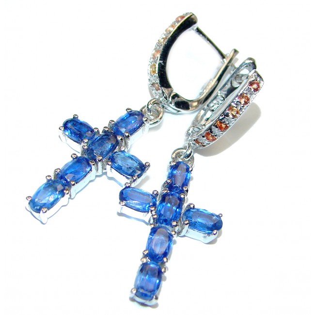 Holy Cross African Kyanite .925 Sterling Silver handcrafted earrings
