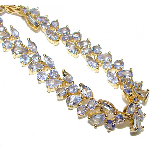 Natural luxurious Tanzanite 14K Gold over .925 Silver handcrafted Necklace