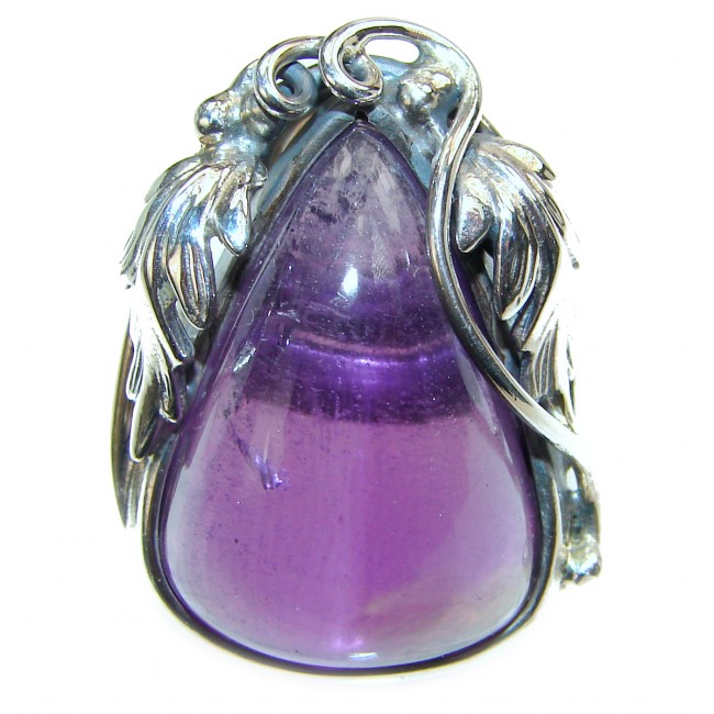 Authentic 65ctw Amethyst .925 Sterling Silver brilliantly handcrafted ring s. 8 adjustable