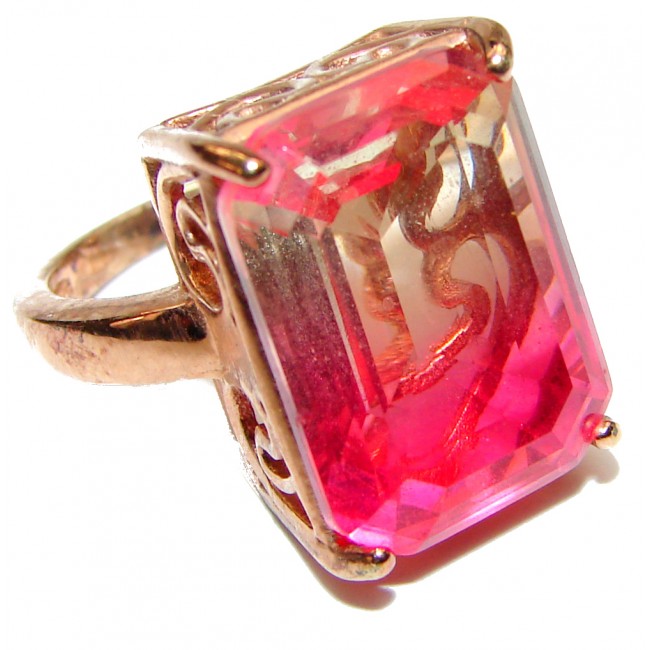 Huge Top Quality Pink Tourmaline color Topaz .925 Sterling Silver handcrafted Ring s. 6 1/4