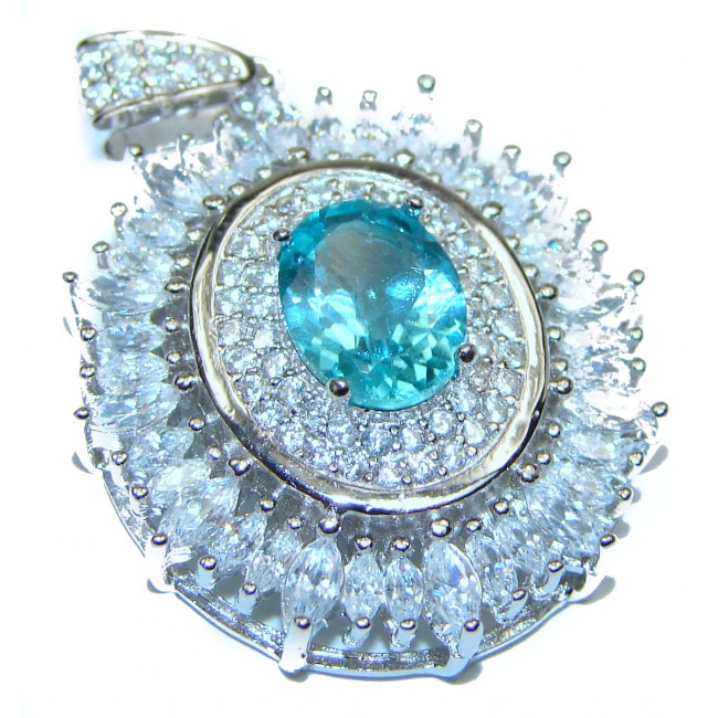 Fancy Swiss Blue Topaz .925 Sterling Silver handmade pendant