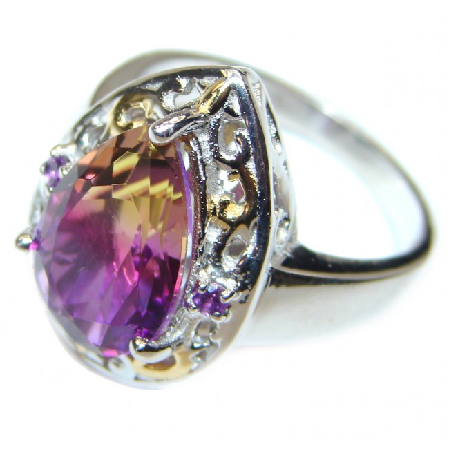 Pear cut Ametrine 18K Gold over .925 Sterling Silver handcrafted Ring s. 9 1/4